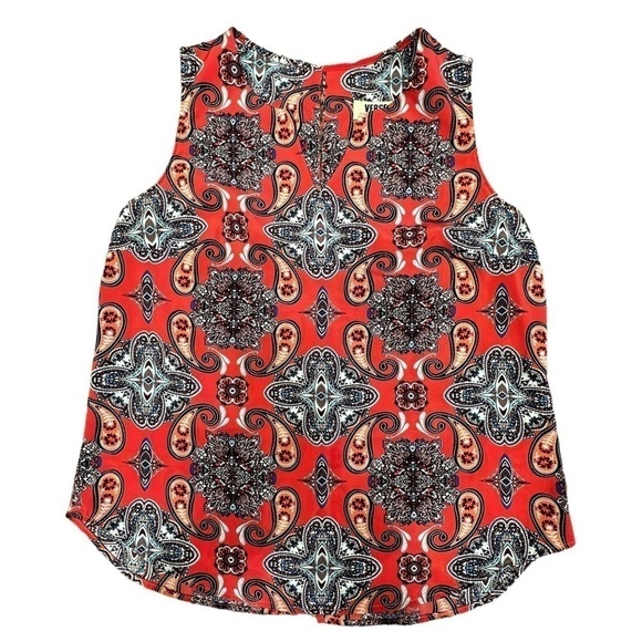 VERSE WOMEN’S Paisley Print Split Neck Sleeveless Blouse, Size Large - Picture 6 of 13